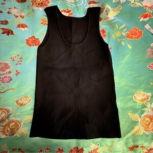 ICICLE Black Cotton and Silk Ribbed Tank Top